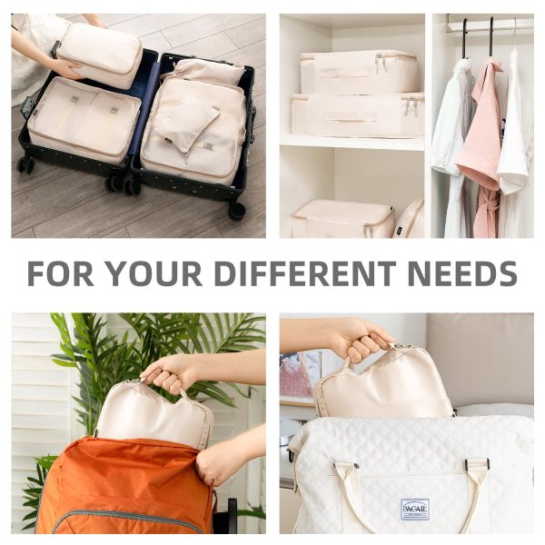 SUGERATE 8 Set Packing Cubes Luggage Organizer Bags for Travel Accessories-Cream - Image 7