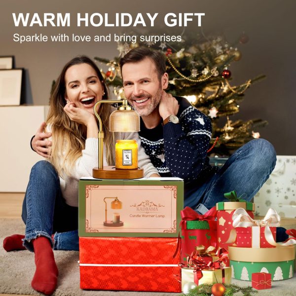 Candle Warmer Lamp Electric Candle Warmer with Timer Dimmable Candle Lamp Warmer with 3 Bulbs Height Adjustable Wax Melt Warmer for Bedroom Home Decor, Amber Gold - Image 8