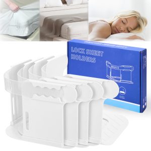 Bed Sheet Holder for Corners- 4Pcs Lock Sheet Straps Keep Sheets Firm & Tight, Heavy Duty Sheet Locks Holders with Lock Strip Easy to Install for All Mattress Sizes - No More Loose Sheets