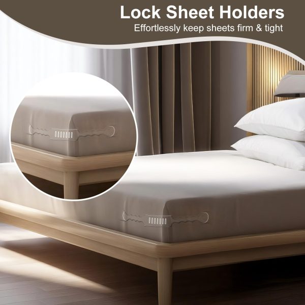 Bed Sheet Holder for Corners- 4Pcs Lock Sheet Straps Keep Sheets Firm & Tight, Heavy Duty Sheet Locks Holders with Lock Strip Easy to Install for All Mattress Sizes - No More Loose Sheets - Image 3