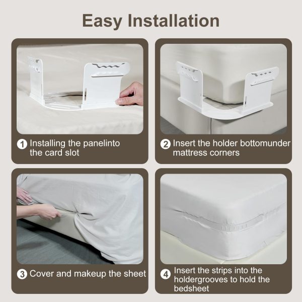 Bed Sheet Holder for Corners- 4Pcs Lock Sheet Straps Keep Sheets Firm & Tight, Heavy Duty Sheet Locks Holders with Lock Strip Easy to Install for All Mattress Sizes - No More Loose Sheets - Image 7